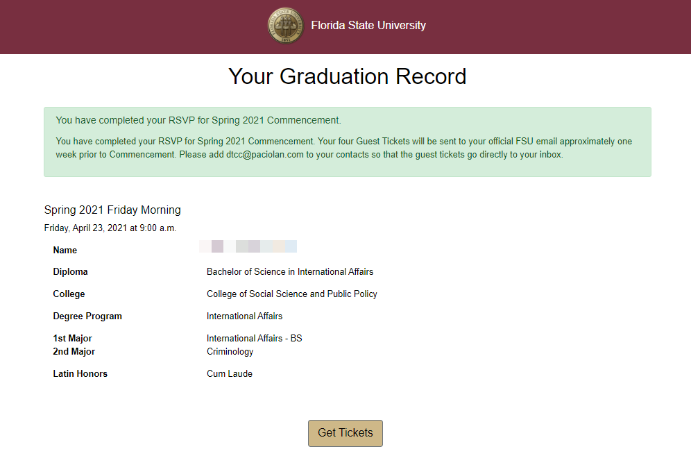 Your Graduation Record