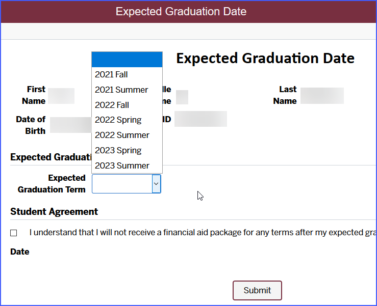 Expected Graduation Date